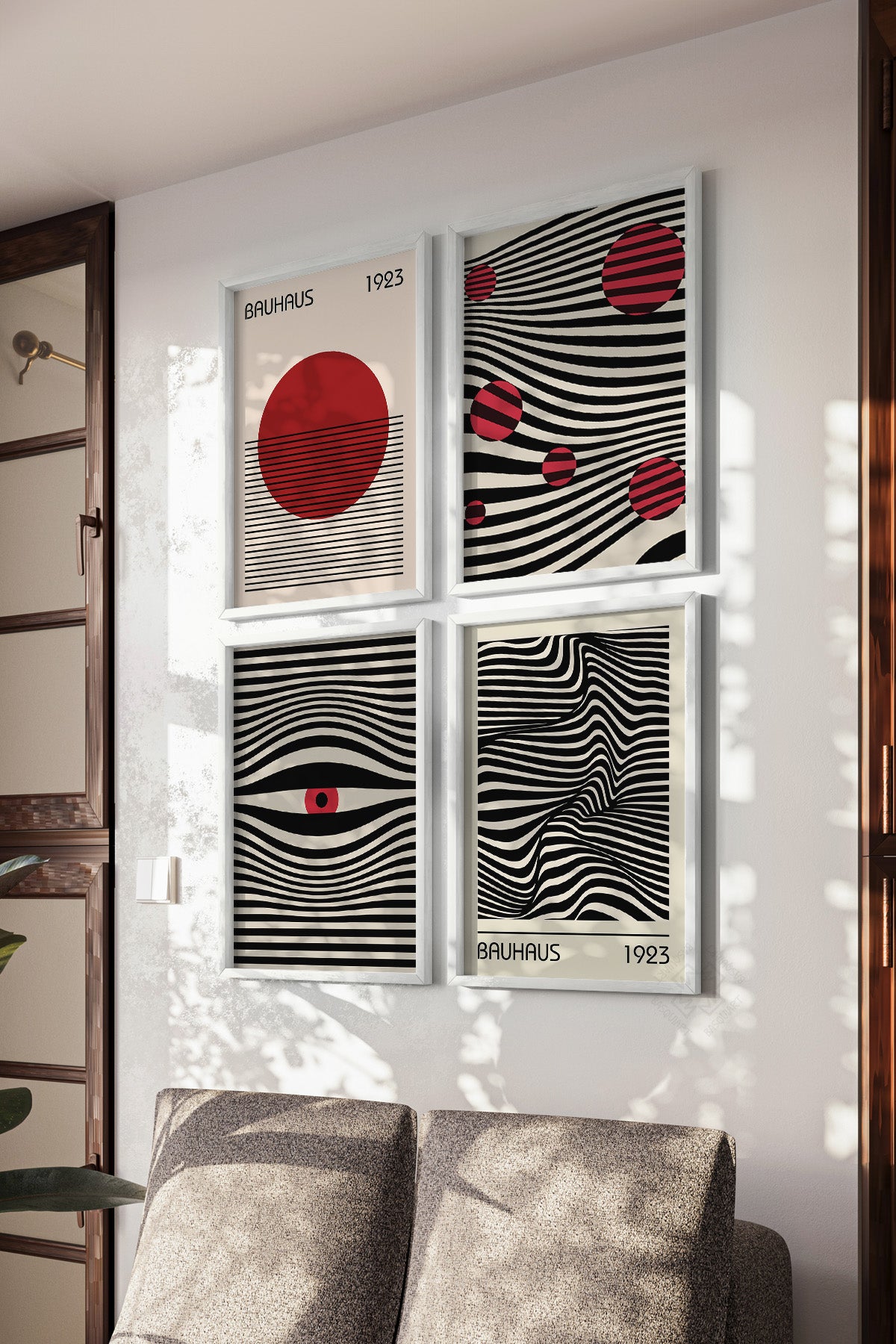 Bauhaus 4'lü Beyaz Çerçeveli Poster, Tablo Seti No:32